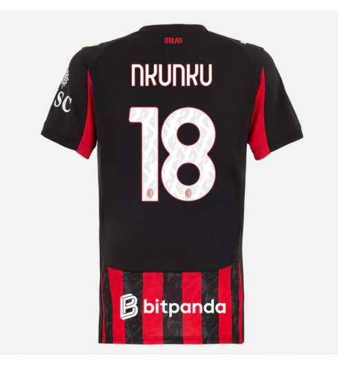 Ženske Nogometnih dresov AC Milan Christopher Nkunku #18 Domači 2025-26 Kratki rokavi Ženske Nogometnih dresov AC Milan Christopher Nkunku #18 Domači 2025-26 Kratki rokavi